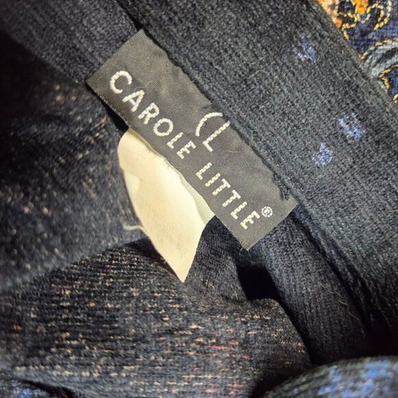 Vintage 80s Carole Little Tapestry Blazer 14 Black Gold Mandarin Collar USA - Picture 3 of 9